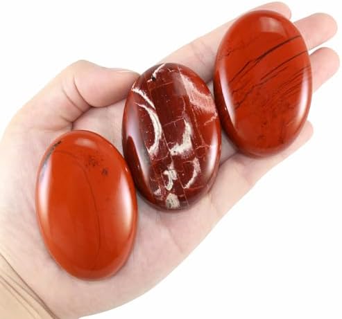 Red Jasper Crystal Palm Stone, Worry Stones, Crystals and Healing Stones, Polished Rocks, Natural Gemstones, Chakra Stones for Healing Crystals Daily Use