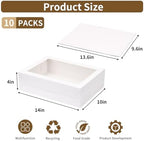 Moretoes 10pcs 14x10x4in Sheet Cake Boxes with Cake Board, White Rectangle Bakery Boxes with Window, for Quarter Sheet Cakes, Donuts, Cupcakes, Brownie&Pie