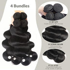 12A Body Wave Human Hair Weave 4 Bundles with 13x4 HD Lace Frontal, 100% Unprocessed Brazilian Virgin Hair Free Part for Women DIY Wigs, Natural Color 330g (12 14 16 18+10 Inch)