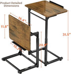Tv Tray Table, 8-Level Adjustable Height Couch Side Table，90° Tilt Angle Adjustments C-Shaped End Table, with Phone & Tablet Slot Sofa Computer Desk for Couch, Sofa, Bed, Chair, Living Room (Brown)