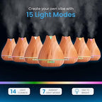 Aromatherapy Essential Oil Diffuser Gift Set with 20 Oils and Rotating Display Stand - 400ml Ultrasonic Diffuser with 20 Essential Plant Oils - 4 Timer & 7 Ambient Light Settings