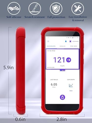Compatible with Omnipod 5 PDM, Silicone Case & Tempered Glass Film Kit, Receiver Full Protection Set with Protective Cover & HD Screen Protector for Omnipod5, Anti-Fingerprint, Easy Installation