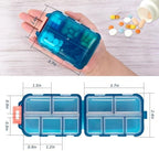 2 Pack Pill Organizer Travel Case - 10 Compartments Portable Medicine Container with 330 Labels, Double Lock Design (Blue & Chocolate, 2 Boxes)