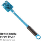 Owala 2-in-1 Water Bottle Brush Cleaner and Water Bottle Straw Cleaner Brush, Water Bottle Brush with Removable Head and Twist n� Hide Straw Brush, Smokey Blue