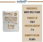 Polselli, Purograno,100% Stone Ground Spelt (Farro) Flour, 5kg, 11 lb – Ancient Whole Grain, High Protein, All-Purpose for Bread, Pizza, Pasta & Pastries – Imported from Italy. Unbleached, unbromated and no additives