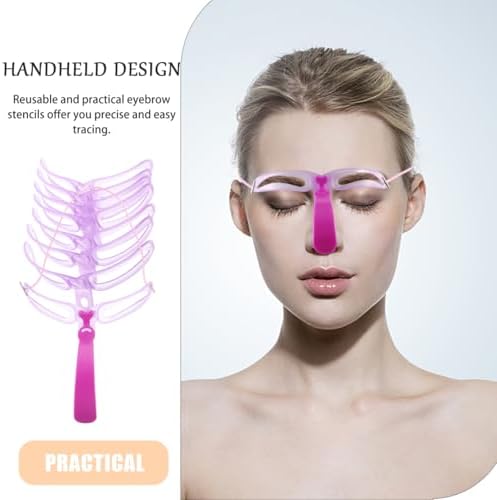 Frcolor Brow Template Handle Eyebrow Styling Stencil Kit 8 Kinds Reusable Precision Eyebrow Grooming Tool DIY Makeup and Natural Defined Eye Brow
