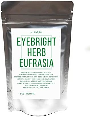 Eyebright Herb Eufrasia - Natural, Cut & Dried Euphrasia officinalis - Net Weight: 1oz/28.5g - Alternative names are Augentrostkraut, Euphrasiae herba, Herba Euphrasiae and Herbe d'Euphraise.