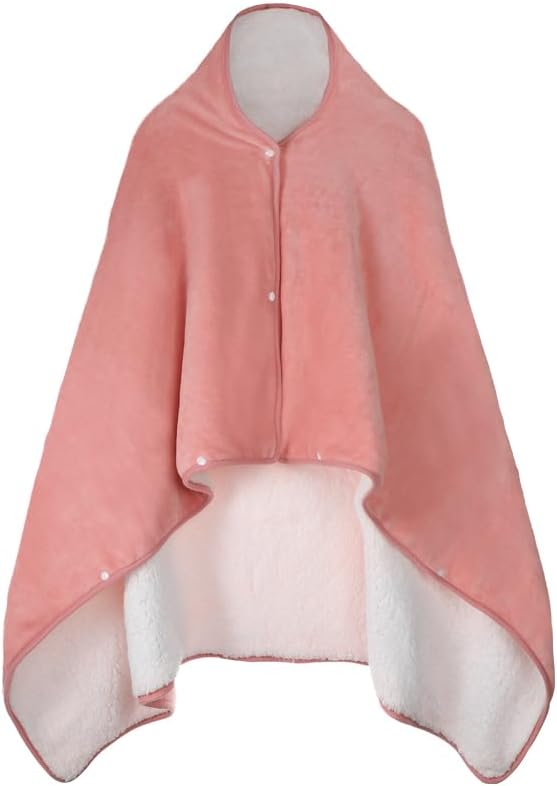 SIQITECHNO Wearable Shawl Blanket Flannel Fleece Lined Poncho Blanket with Buttons Warm Sofa Shawl Wrap Cape Throw Blankets