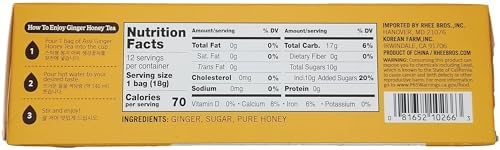 Instant Ginger Tea with Honey - 12 Bags X 0.63oz