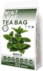 Plant Gift 50 Cups Mint Leaf Tea Bag (薄荷叶茶 BO HE YE CHA) 4.4oz (2.5g*50bags/125g) Peppermint Natural Mixed Herbal Combination of Floral Tea