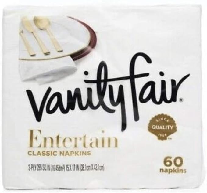 Vanity Fair Napkins Entertain Classic 3-ply, 60 Count, Pack of 2