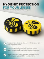 SPORTS WORLD VISION Seasonal Fun Contact Lens Cases Bee Cute Screw Top Travel Storage Contact Lens Box L/R Eyes Holder Container, Outdoor Mini Contact Lens Storage case, 3 Cases in Same Style