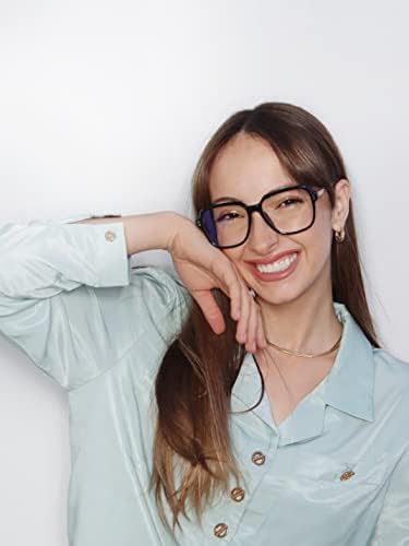 VISOONE Oversized Blue Light Blocking Glasses with Chic Square TR90 Frame and Metal Temple for Women Men REMY