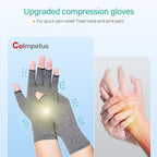 Compression Arthritis Gloves, 2 Pairs Fingerless Hand Support Wrist Brace for Men & Women, Carpal Tunnel Pain Relief Gloves for Rheumatoid, Tendonitis, Swelling (Black and Grey, Small)
