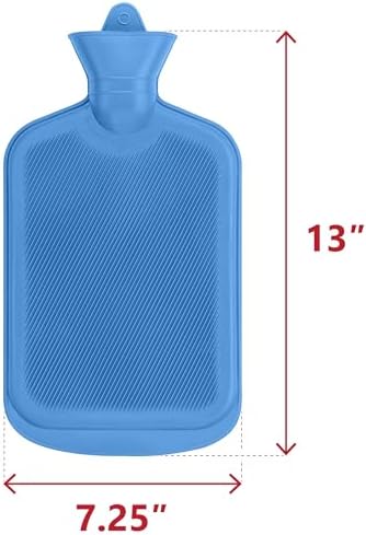 SteadMax Hot Water Bottle, 2L (68oz) Natural Rubber -BPA Free- Durable Large Hot Water Bag for Hot Compress and Heat Therapy, Pain Relief from Cramps, Back Pain, Sore Muscles, Injuries, Blue