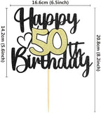 Sumerk 1 PC Happy 50th Birthday Cake Topper Gold Happy Birthday Cake Decorations for Women Men 50th Birthday Cake Toppers Cake Decoration for Birthday Anniversary Party