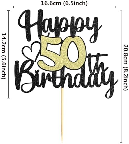 Sumerk 1 PC Happy 50th Birthday Cake Topper Gold Happy Birthday Cake Decorations for Women Men 50th Birthday Cake Toppers Cake Decoration for Birthday Anniversary Party