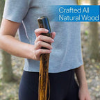 RMS Nature Wood Walking Stick - Wooden Hiking Stick and Trekking Pole with Leather Wrist Strap