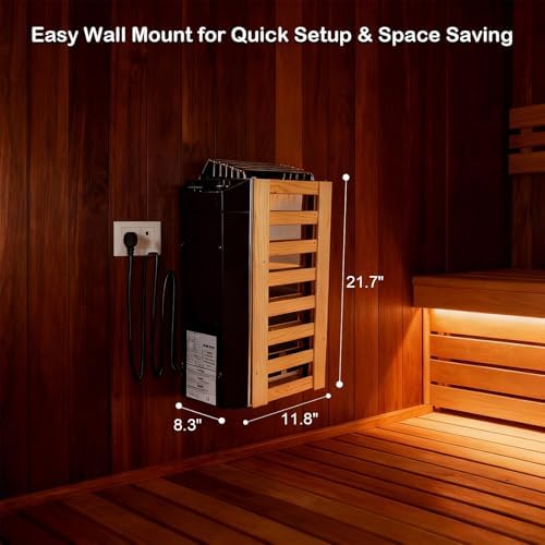 3KW Sauna Heater 110V Plug in Portable Electric Sauna Stove with Timer, Stainless Steel Plug and Play Heater for 100-140 cu.ft Indoor Home Dry Sauna Room, Fast Heating Sauna Heater
