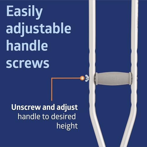 Medline Aluminum Crutches for Kids, Adults & Seniors, Walking Aid, 300 LB Weight Capacity,1 Pair, Fitting 5'2" - 5'10"