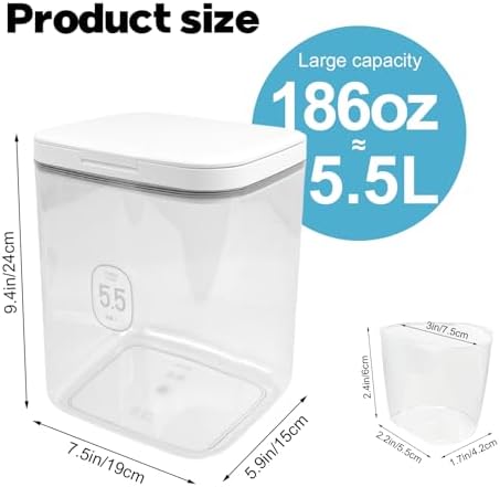 5.5L Laundry Detergent Dispenser with One-Press Lid, Laundry Powder Container for Laundry Room Organization and Storage Pod and Airtight Dishwasher Pod Holder for Bead Powder 1pack