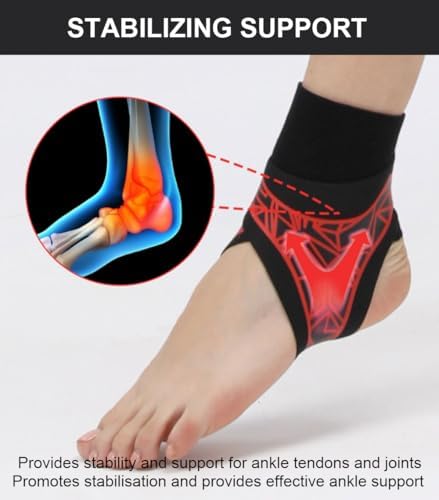 2 Pack Ankle Brace & Elastic Supports for Men & Women, Ankle Support Ankle Compression Sleeve, Plantar Fasciitis Relief Achilles Tendonitis Brace Achilles Tendonitis Wrap (Red, L/XL)