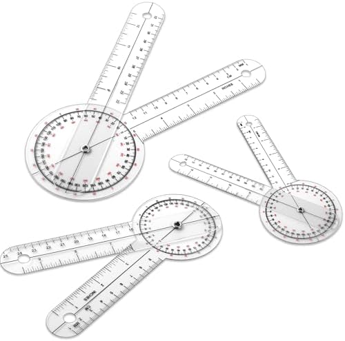 Zonon 3 Pcs Goniometer Transparent Orthopedic Angle Ruler Plastic 360 Degree Clear Goniometer Protractor Physical Therapy for Measurement Tool Angle Ruler Sports Training (6/8/12 Inch)