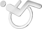 1Pcs Public Toilet Signs WC Wall Stickers Decals Toilet Door Signs Restroom Washroom Signage Handicap (Silver-Wheelchair)