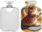 Cute Kitten Cat Doing Yoga Hot Water Bottle Hot or Cold Water Bottle with Soft Cover Hot Water Bag for Hot and Cold Compress, 1 Liters