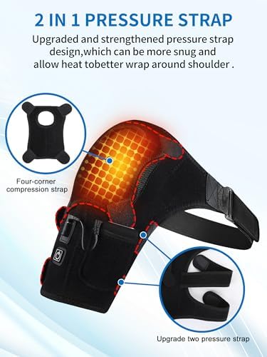 Portable Shoulder Heating Pad with Battery Cordless Heated Shoulder Brace Wrap for Women Men,Electric Heated Shoulder Wrap with Hot Cold Modes,Left Right Shoulder (Black)