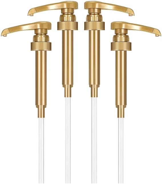 4-Pack Jordans Skinny Syrups Gold Pumps for 750 ml Bottles, Fits Torani, DaVinci 750ML Bottle By AlphaPantry | BPA FREE