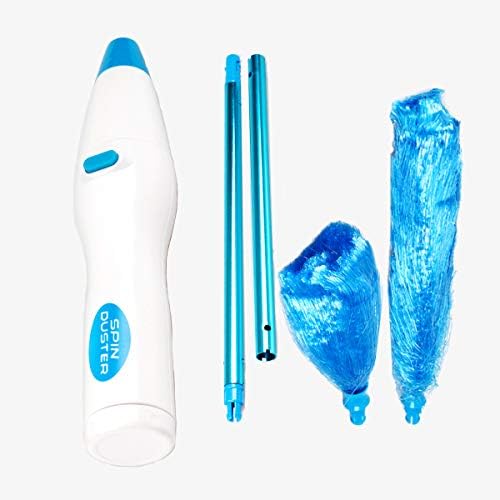 360 ° Spin Hurricane Adjustable Electric Feather Duster Vacuum Cleaner Battery Operated with Touch Button, Larpipao Blue Multifunction Electric Duster