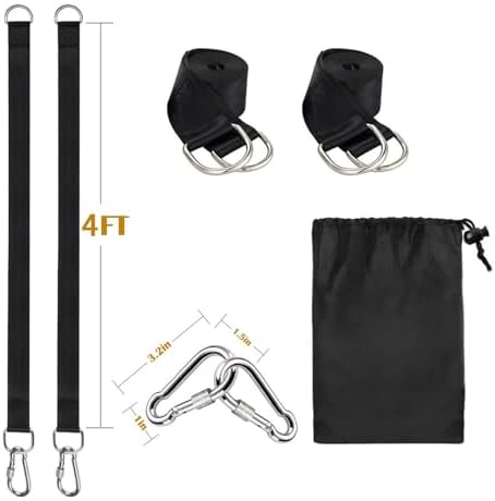 Tree Swing Hanging Straps Kit 4Ft, Robust, Reliable, and Flexible - Supports up to 2000 lbs - Effortless Setup with Sturdy Carabiners - Ideal for Hammocks, Swings, and Beyond