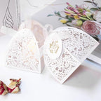 AdasBridal 50Pcs Small Gift Boxes for Party Favors, Laser Cut Candy Boxes Wedding Favor with Thank You Card Ribbons for Bridal Baby Shower Wedding Decorations (White, 2.36")