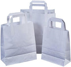 The Paper Bag Company 18 x 23 x 9 cm Paper Carrier Bags with Flat Handles, Pack of 25, White