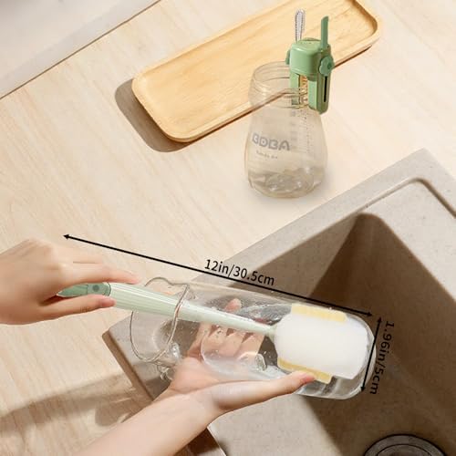 Water Bottle Cleaner Brush,5-in-1 Bottle Brushes for Cleaning,Bottle Scrubber Brush Cleaner(Green)