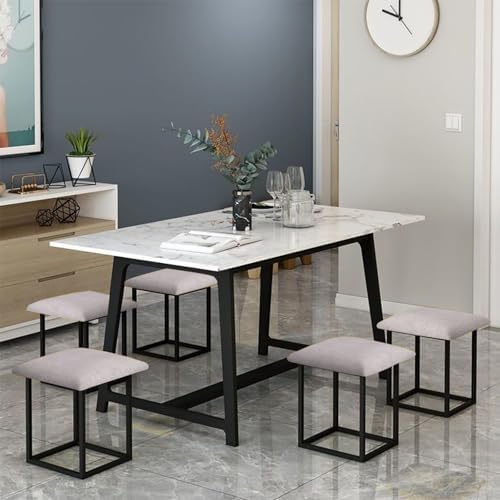 5 in 1 Ottoman Cube with Swivel, Stackable Sofa Chair Stools Nesting Stools, Technology Cloth Makeup Stool Save Space for Living Room Dining Room Bedroom (Gray, 17.7" D x 17.7" W x 18" H)