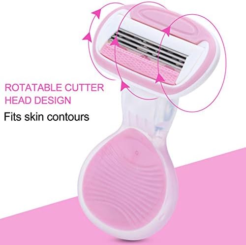 Women's 4 Blades, Smooth Women's Flexball Compact Women's with Travel Case, Armpit Hair Knife Waterproof Non-Slip Trimmer Shaving Set with 4 Blade Refills for Travel Carry
