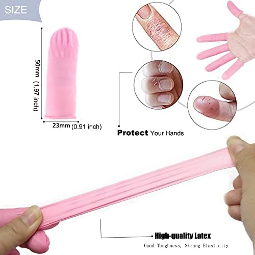 SKYPRO 100pcs Latex Finger Cots Protective Fingertips Gloves Rubber Industrial Fingerstall Sleeves (Pinkish)
