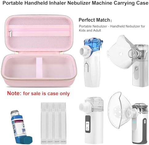Elonbo Carrying Case for Portable Handheld Inhaler Nebulizer Machine for Adults and Kids, Asthma Inhaler Travel Case, Handheld Mesh Atomizer Machine Holder, Inhaler Spacer Bag, Star Pink