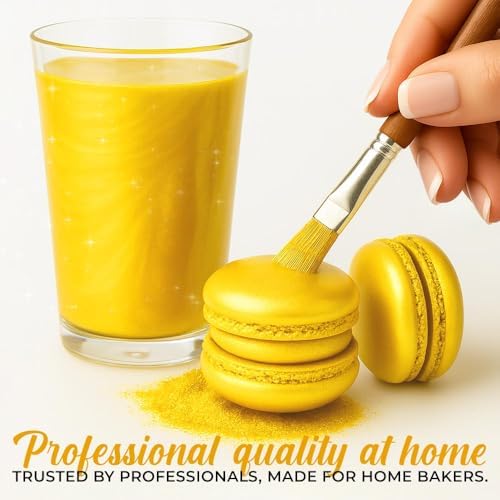 Luster Dust Edible Cake Decorations, Yellow Edible Luster Dust for Cupcake Decorations Edible Luster Dust for Drinks, Cake Drip, Yellow Fondant and Edible Paint for Cakes, Drink Glitter Edible Dust