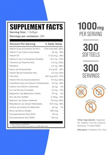 BulkSupplements.com Multivitamin for Women 50 Plus Softgels - Women's Daily Vitamins, Multimineral Supplement - Complete Multivitamin with Fish Oil - 1 Softgel per Serving, 300 Count (Pack of 1)