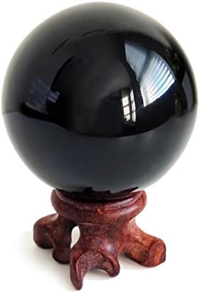 Mina Heal Obsidian Crystal Ball for Fengshui Ball, Meditation, Crystal Healing, Divination Sphere, Home Decoration, 100% Natural and Genuine