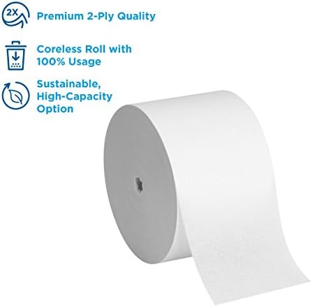 Georgia-Pacific Angel Soft Professional Series Compact Premium Embossed Coreless 2-Ply Toilet Paper by GP PRO 1937300 12 Rolls Per Case White
