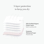 Rael Reusable Pads, Organic Cotton Cover Pad - Postpartum and Period Essential, Heavy Absorbency, Thin Cloth, Leak-Free, Washing Machine Safe (3 Count, Overnight)