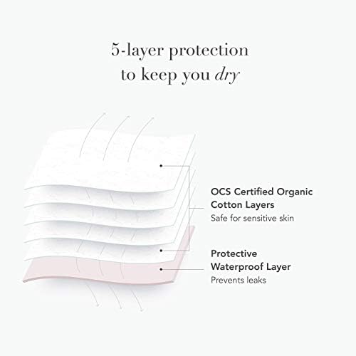 Rael Reusable Pads, Organic Cotton Cover Pad - Postpartum and Period Essential, Heavy Absorbency, Thin Cloth, Leak-Free, Washing Machine Safe (3 Count, Overnight)