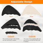 6 Pairs Shoe Inserts for Shoes Too Big, Adjustable Toe Filler Inserts with Ergonomics Design, Reusable Sponge Shoe Size Reducer for Women Men Casual Sports High Heels Boots (Black & Beige)