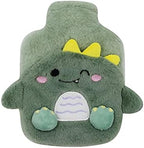 MOSSTYYUS Hot Water Bottle Rubber Hand Warmer Bed Bottle with Plush Cover Leakproof PVC Hot Water Bag, Dinosaur, 400 ML