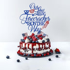 Our Little Firecracker is on The Way Cake Topper, Patriotic Baby Shower Cake Topper, 4th of July Baby Shower Gender Reveal Party Decorations Glitter