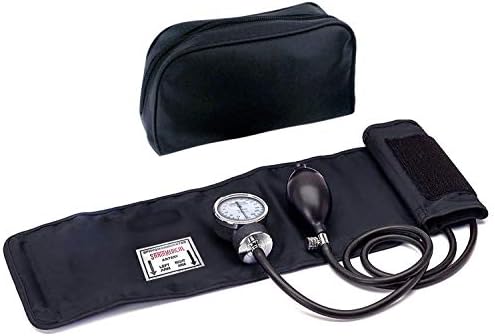Santamedical Adult Deluxe Aneroid Sphygmomanometer - Professional Blood Pressure Monitor with Adult Black Cuff and Carrying case (Light Black) – Stethoscope Not Included